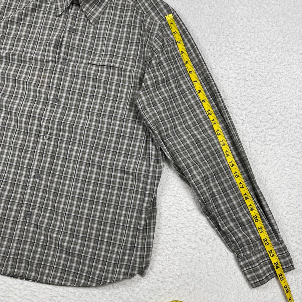 Marmot Button Up Shirt Mens Large Grey Plaid Nylon Hiking Outdoor Performance - Picture 4 of 11